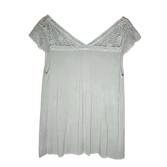 P.O.L Women Sage Lace V-Neck Top Small – Cottagecore, Light Academia, Soft Girl - Picture 3 of 11